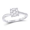 Image 1 : Diamond Flower Cluster Ring 1/3 Cttw 10kt White Gold