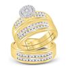 Image 1 : His Hers Diamond Cluster Matching Wedding Set 7/8 Cttw 14kt Yellow Gold