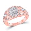 Image 1 : Baguette Diamond 3-Stone Cluster Ring 3/4 Cttw 14kt Rose Gold