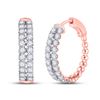 Image 1 : Diamond Double Row Hoop Earrings 2 Cttw 14kt Rose Gold