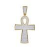 Image 1 : Mens Diamond Ankh Cross Religious Charm Pendant 3/4 Cttw 10kt Yellow Gold