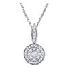 Image 1 : Diamond Circle Frame Flower Cluster Pendant 1/3 Cttw 10kt White Gold