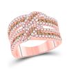 Image 1 : Brown Diamond Crossover Band Ring 1-1/3 Cttw 14kt Rose Gold