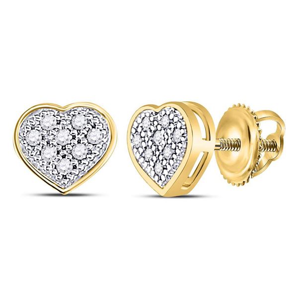 Diamond Heart Cluster Earrings 1/20 Cttw 10kt Yellow Gold