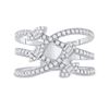 Image 2 : Baguette Diamond Crossover Strand Band Ring 3/4 Cttw 14kt White Gold