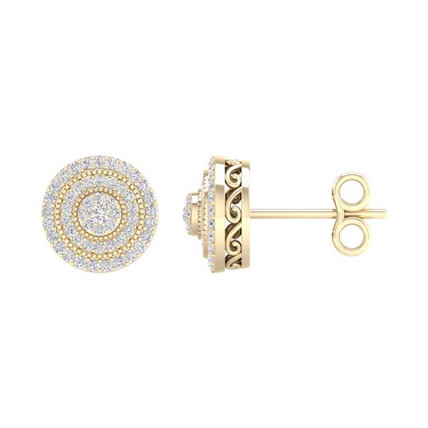 Diamond Cluster Earrings 1/2 Cttw 14kt Yellow Gold