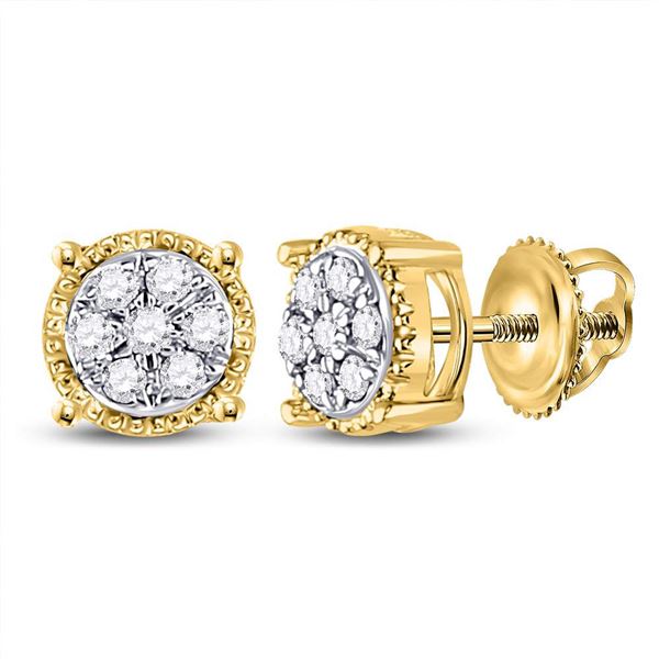 Diamond Flower Cluster Earrings 1/6 Cttw 10kt Yellow Gold