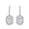 Image 2 : Emerald Diamond Dangle Earrings 1-1/4 Cttw 14kt White Gold