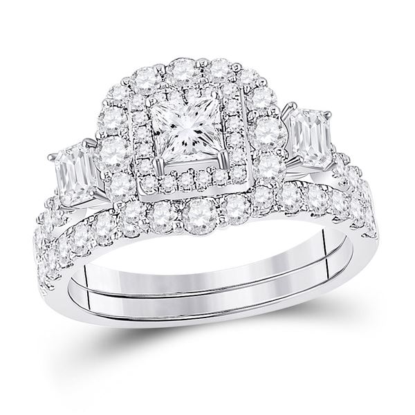 Princess Diamond Bridal Wedding Ring Band Set 2 Cttw 14kt Two-tone Gold