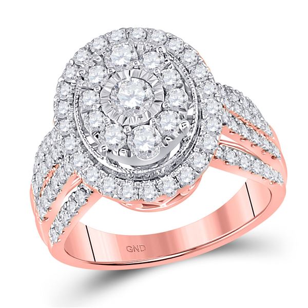 Diamond Oval Bridal Wedding Engagement Ring 1-1/2 Cttw 14kt Rose Gold