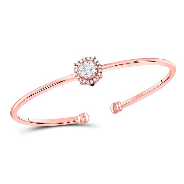 Diamond Cluster Bangle Bracelet 1/2 Cttw 14kt Rose Gold
