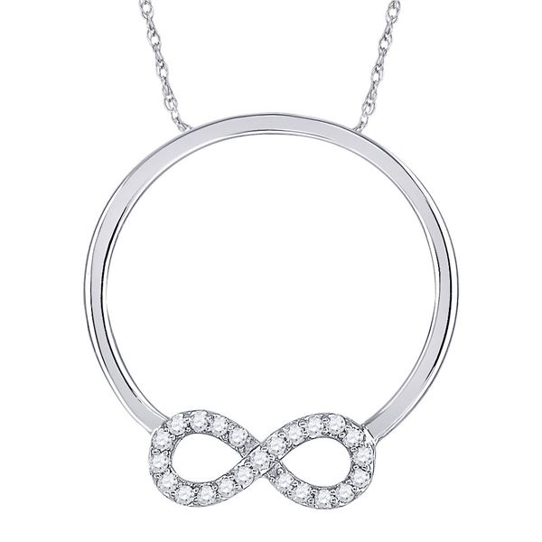 Diamond Circle Infinity Pendant 1/8 Cttw 10kt White Gold