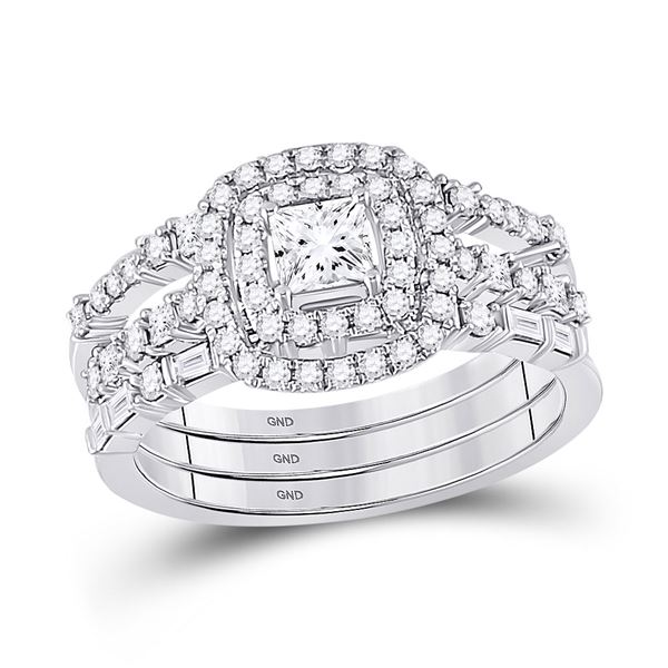Princess Diamond Solitaire Bridal Wedding Engagement Ring 1 Cttw 14kt White Gold
