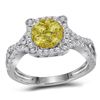 Image 1 : Yellow Diamond Cluster Ring 7/8 Cttw 14kt White Gold