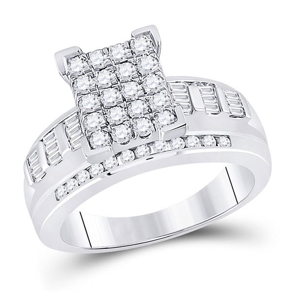 Diamond Cluster Bridal Wedding Engagement Ring 7/8 Cttw 10kt White Gold