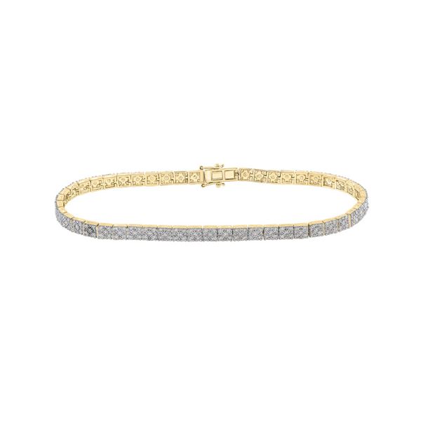 Mens Diamond Studded Link Bracelet 4-5/8 Cttw 10kt Yellow Gold