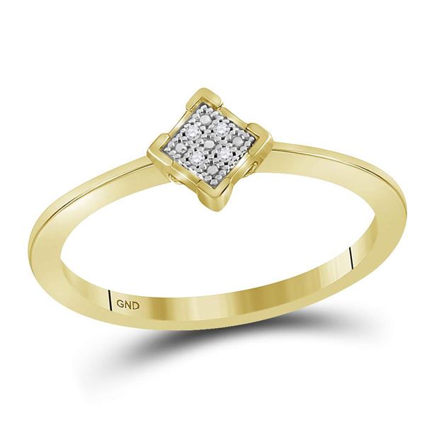 Diamond Square Cluster Ring .01 Cttw Sterling Silver