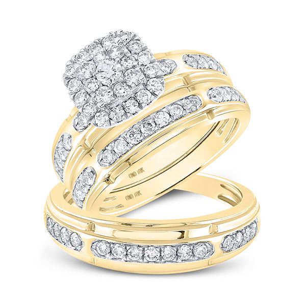 His Hers Diamond Matching Wedding Set 1-1/5 Cttw 10kt Yellow Gold