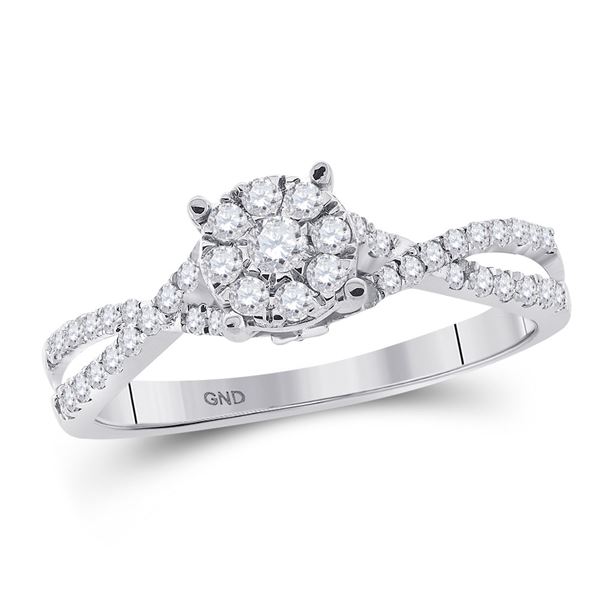 Diamond Cluster Bridal Wedding Engagement Ring 1/3 Cttw 10kt White Gold