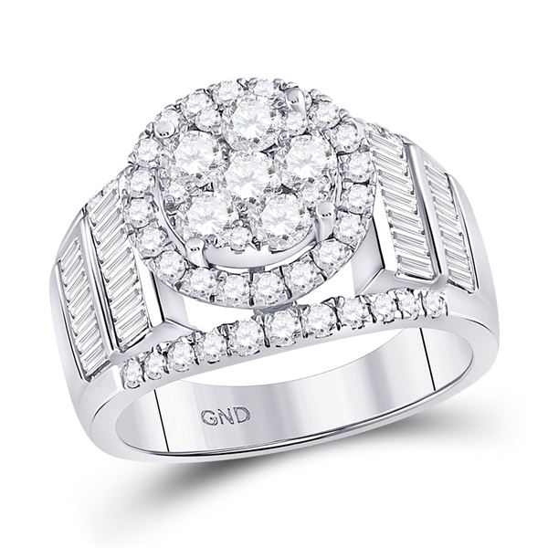 Diamond Cluster Bridal Wedding Engagement Ring 1-7/8 Cttw 14kt White Gold