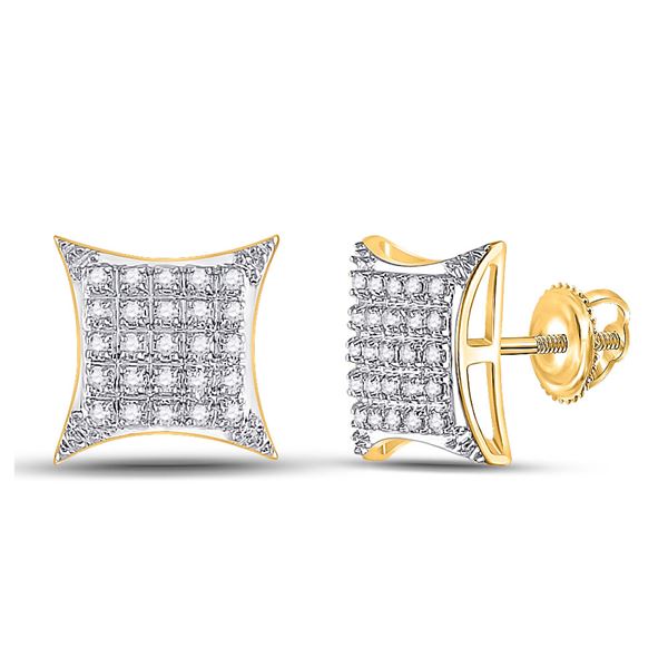 Diamond Square Kite Stud Earrings 1/6 Cttw 10kt Yellow Gold