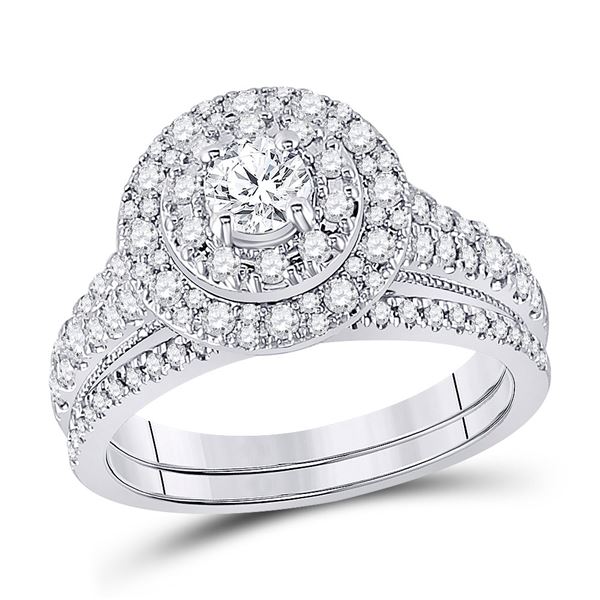 Diamond Bridal Wedding Ring Band Set 1 Cttw 14kt White Gold