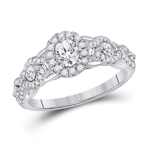 Oval Diamond Halo Bridal Wedding Engagement Ring 1 Cttw 14kt White Gold