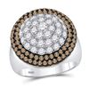 Image 1 : Brown Diamond Cluster Ring 3-1/4 Cttw 14kt White Gold