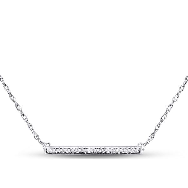 Diamond Horizontal Bar Pendant Necklace 1/10 Cttw 10kt White Gold