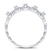 Image 4 : Diamond Halo Solitaire Stackable Band Ring 1/3 Cttw 10kt White Gold