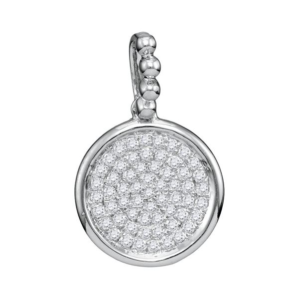 Diamond Cluster Circle Pendant 1/6 Cttw 10kt White Gold