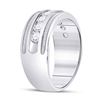 Image 3 : Mens Diamond Single Row Textured Wedding Band Ring 1 Cttw 14kt White Gold