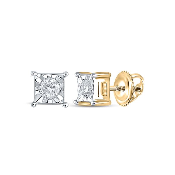 Diamond Solitaire Earrings 1/8 Cttw 10kt Yellow Gold