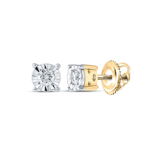 Diamond Solitaire Stud Earrings 1/10 Cttw 10kt Yellow Gold