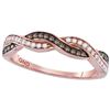 Image 1 : Brown Diamond Band Ring 1/5 Cttw 10kt Rose Gold
