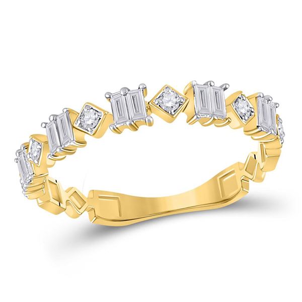 Baguette Diamond Modern Band Ring 1/3 Cttw 14kt Yellow Gold