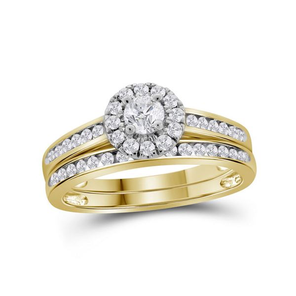 Diamond Bridal Wedding Ring Band Set 5/8 Cttw 14kt Yellow Gold