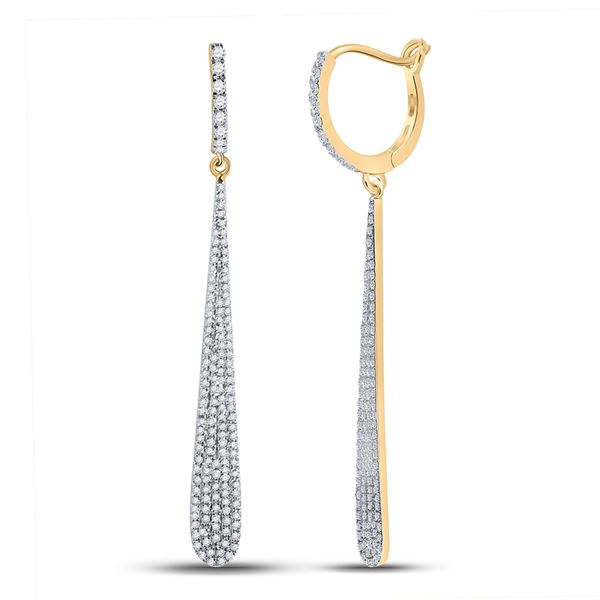 Diamond Drop Dangle Earrings 3/4 Cttw 14kt Yellow Gold