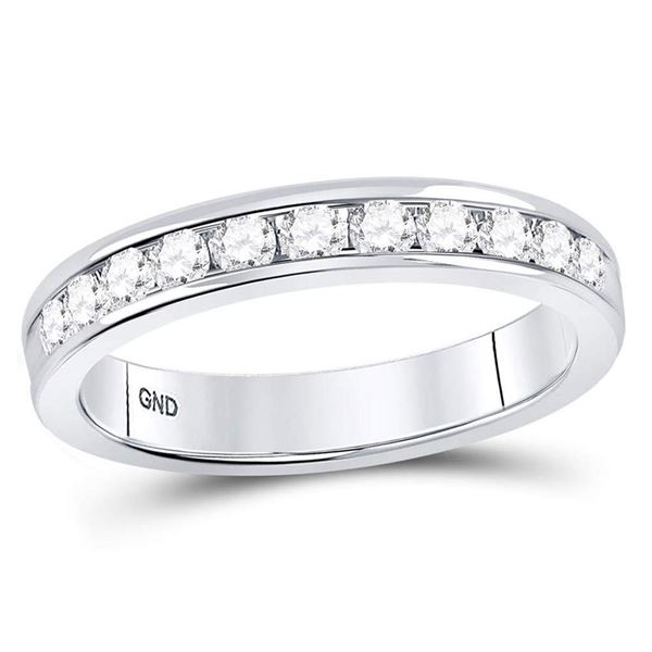Machine Set Diamond Wedding Channel Band 1/2 Cttw 14kt White Gold