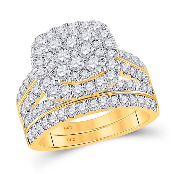 Diamond Square Bridal Wedding Ring Band Set 2 Cttw 14kt Yellow Gold