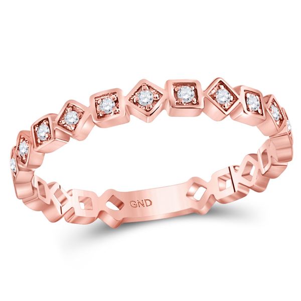 Diamond Squares Stackable Band Ring 1/10 Cttw 10kt Rose Gold