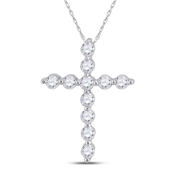 Diamond Cross Pendant 1/4 Cttw 14kt White Gold