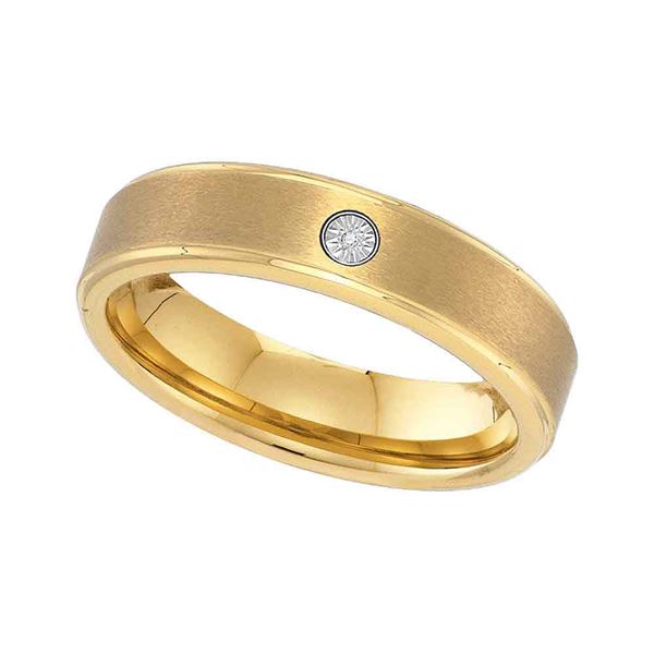 Yellow-tone Tungsten Carbide Mens Diamond Band Ring .01 Cttw Size 9.5 Yellow-tone Tungsten