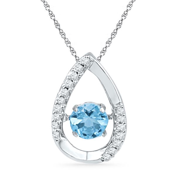 Lab-Created Blue Topaz Solitaire Pendant 3/4 Cttw 10kt White Gold