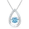 Image 1 : Lab-Created Blue Topaz Solitaire Pendant 3/4 Cttw 10kt White Gold