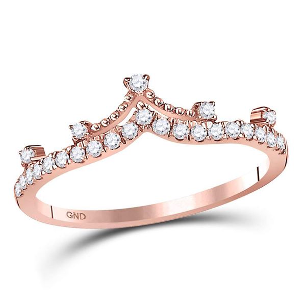 Diamond Crown Tiara Fashion Band Ring 1/5 Cttw 10kt Rose Gold