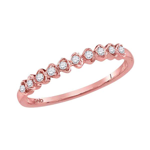 Diamond Heart Stackable Band Ring 1/10 Cttw 14kt Rose Gold