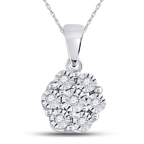 Diamond Cluster Pendant 1/20 Cttw 10kt White Gold