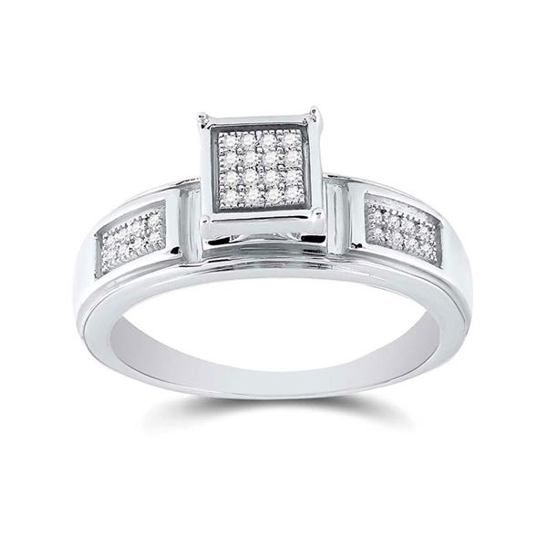 Diamond Square Ring 1/10 Cttw Sterling Silver