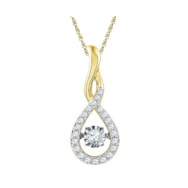 Diamond Solitaire Moving Twinkle Teardrop Pendant 1/4 Cttw 10kt Yellow Gold